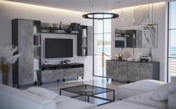 Шкаф Оливия, Графит, Мрамор Глянец