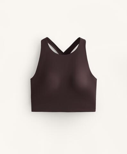 Oysho Топ Light Touch с перекрестной спинкой, шоколадный