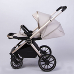 Коляска детская Peppy Monaco 2 в 1 GP Beige (бежевый), рама беж, шлифованный алюминий