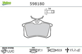 VALEO - 598180-VAL - Brake Pad Set, disc brake