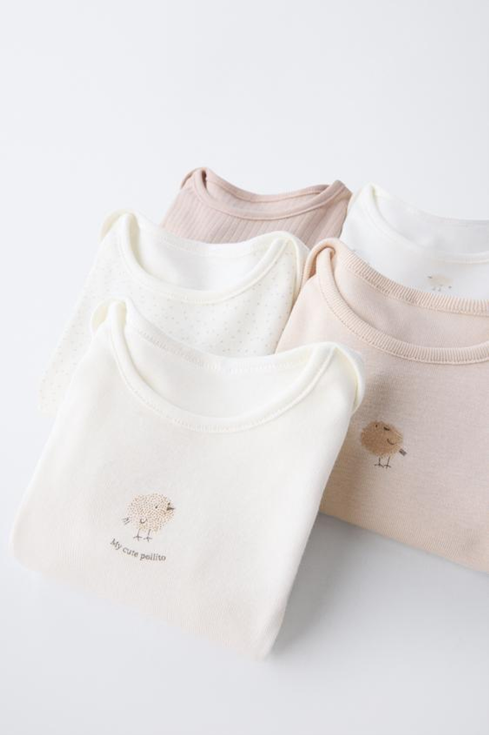 ZARA НАБОР ИЗ ПЯТИ БОДИ С ЦЫПЛЯТАМИ, РЫЖЕВАТО-КОРИЧНЕВЫЙ