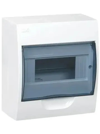 MKP12-N-08-41-G IEK GENERICA ЩРН-П-8 Щит распределительный навесной 8 модулей однорядный пластиковый, прозрачная дверь, IP41, белый 1 шт