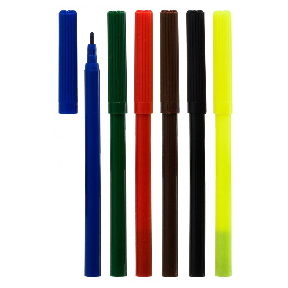 Фломастеры Basir, серия "Котик", разноцветные, набор 6 шт