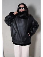 Стильная искусственная дублёнка шерсть 100%, черная, SilverFox