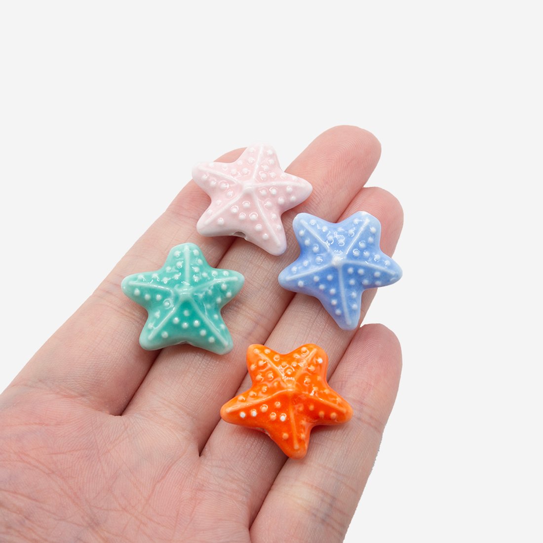 Бусина в форме морской звезды, 20*22,3мм, зеленая, глазурированный фарфор