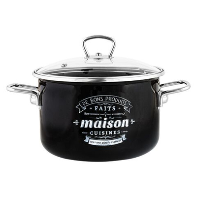 Кастрюля сталь, эмал, 4 л, с крыш, крышка стекло, Appetite, Maison, 1SD205S, индукц