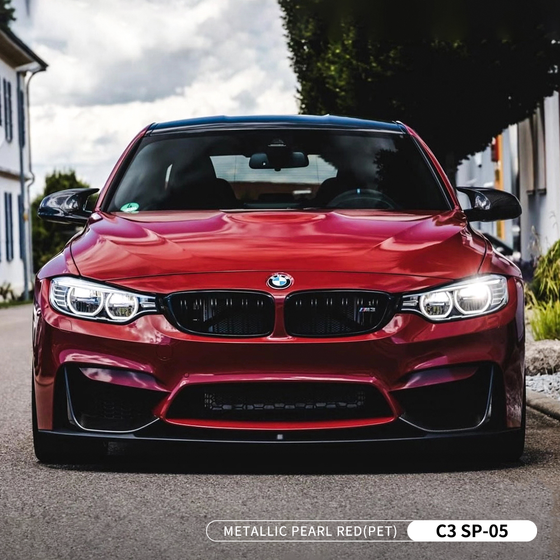 Пленка PET перламутровая красная глянцевая Metallic Red Carbins