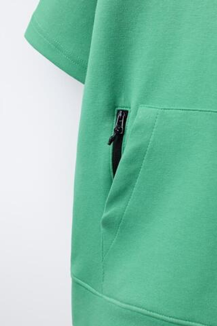 ZARA ХУДИ ИЗ ТКАНИ ИНТЕРЛОК, ЗЕЛЕНЫЙ