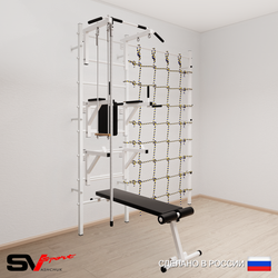Шведская стенка Sv Sport усиленная 6960 (Турник стандарт/Брусья/Стойка/Скамья/Канат/Трапеция/Канатный лаз)