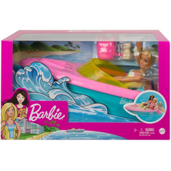 Barbie Кукла Барби в купальнике с лодкой, спасательным жилетом и щенком GRG30