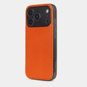 Чехол-накладка для iPhone 17 Pro Max из кожи ящерицы, оранжевого цвета
