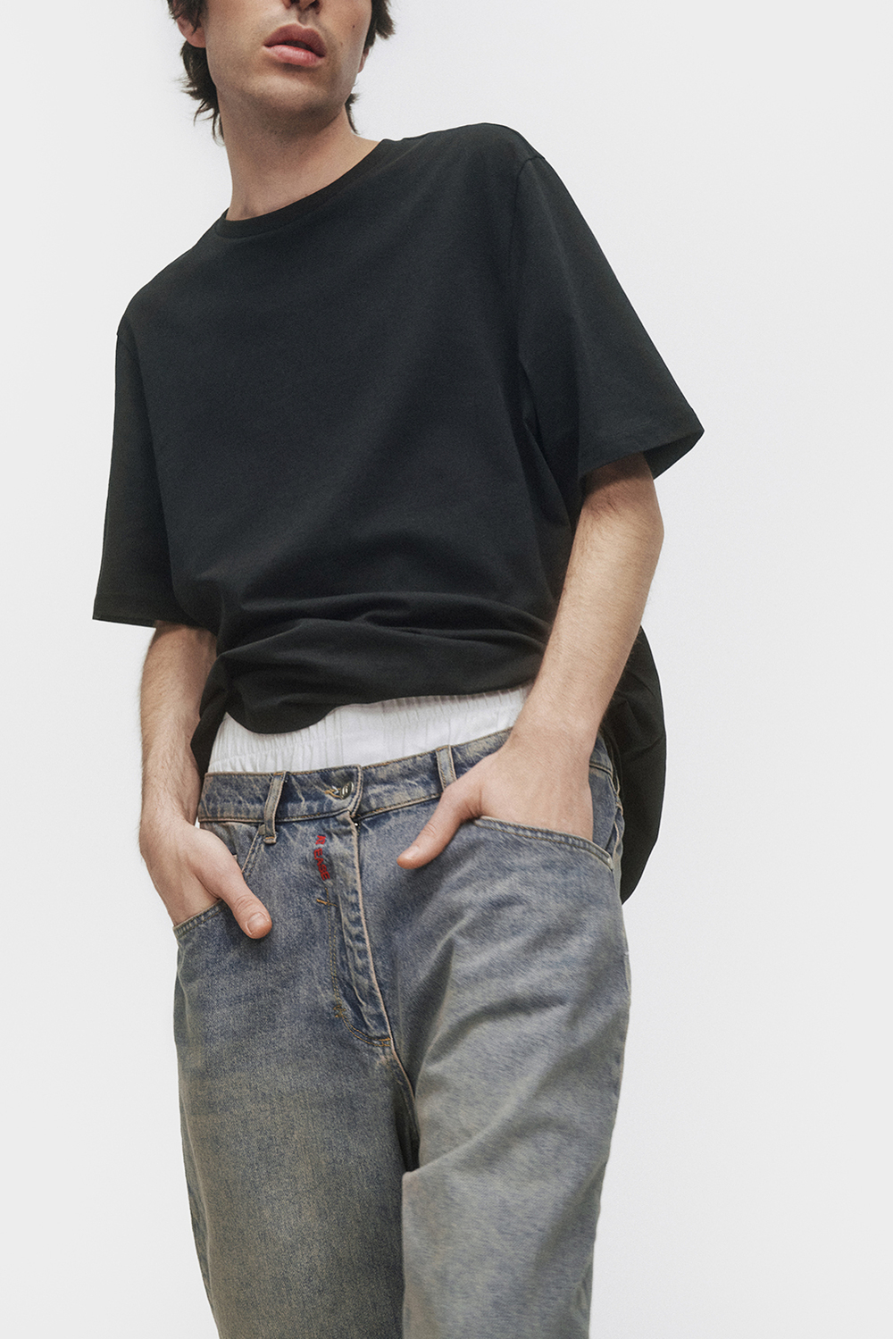 Джинсы широкие мужские Men Jeans Wide Dirty blue