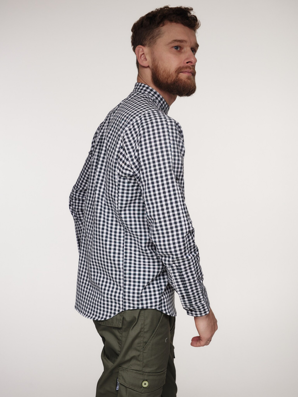 Рубашка-косоворотка Варгградъ мужская чёрно-белая клетка