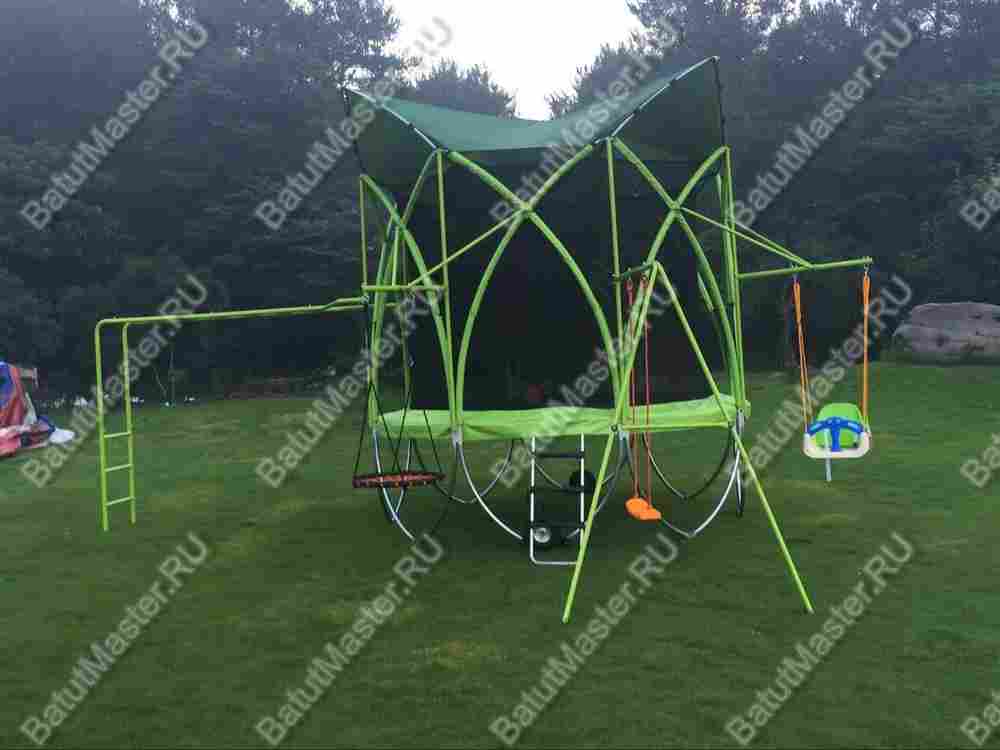 Батут с сеткой, качелями и баскетбольным кольцом, диаметр 8 фт