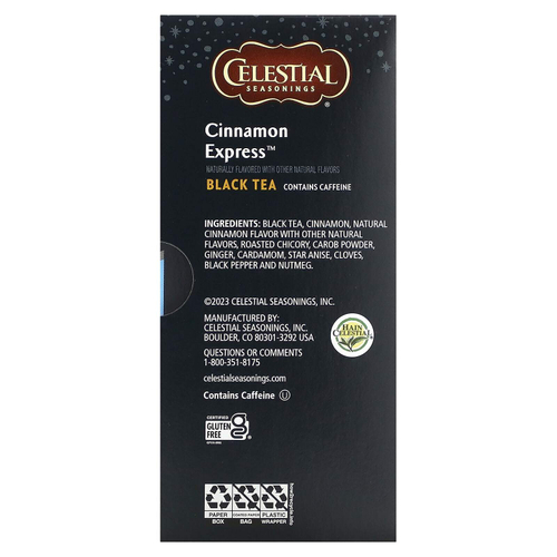 Celestial Seasonings, черный чай, корица, 20 чайных пакетиков, 39 г (1,4 унции)