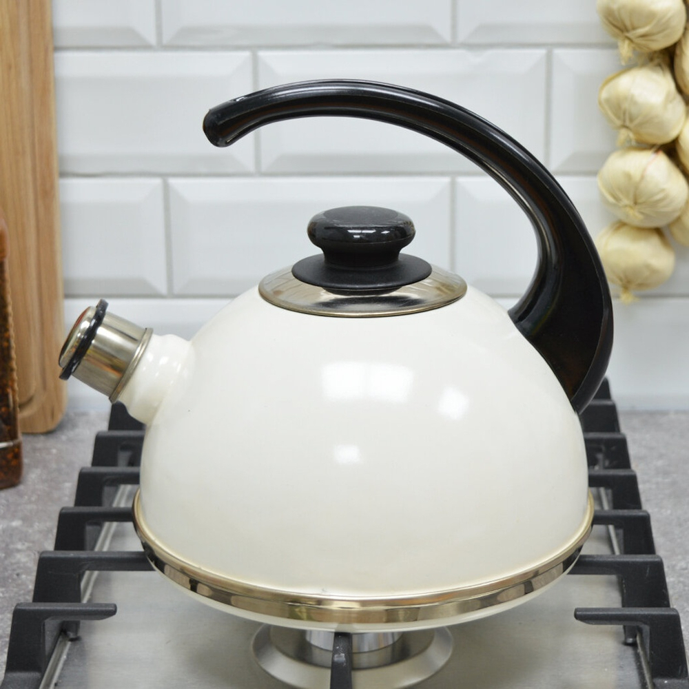 Чайник 2,5л со свистком, консольная ручка, слоновая кость