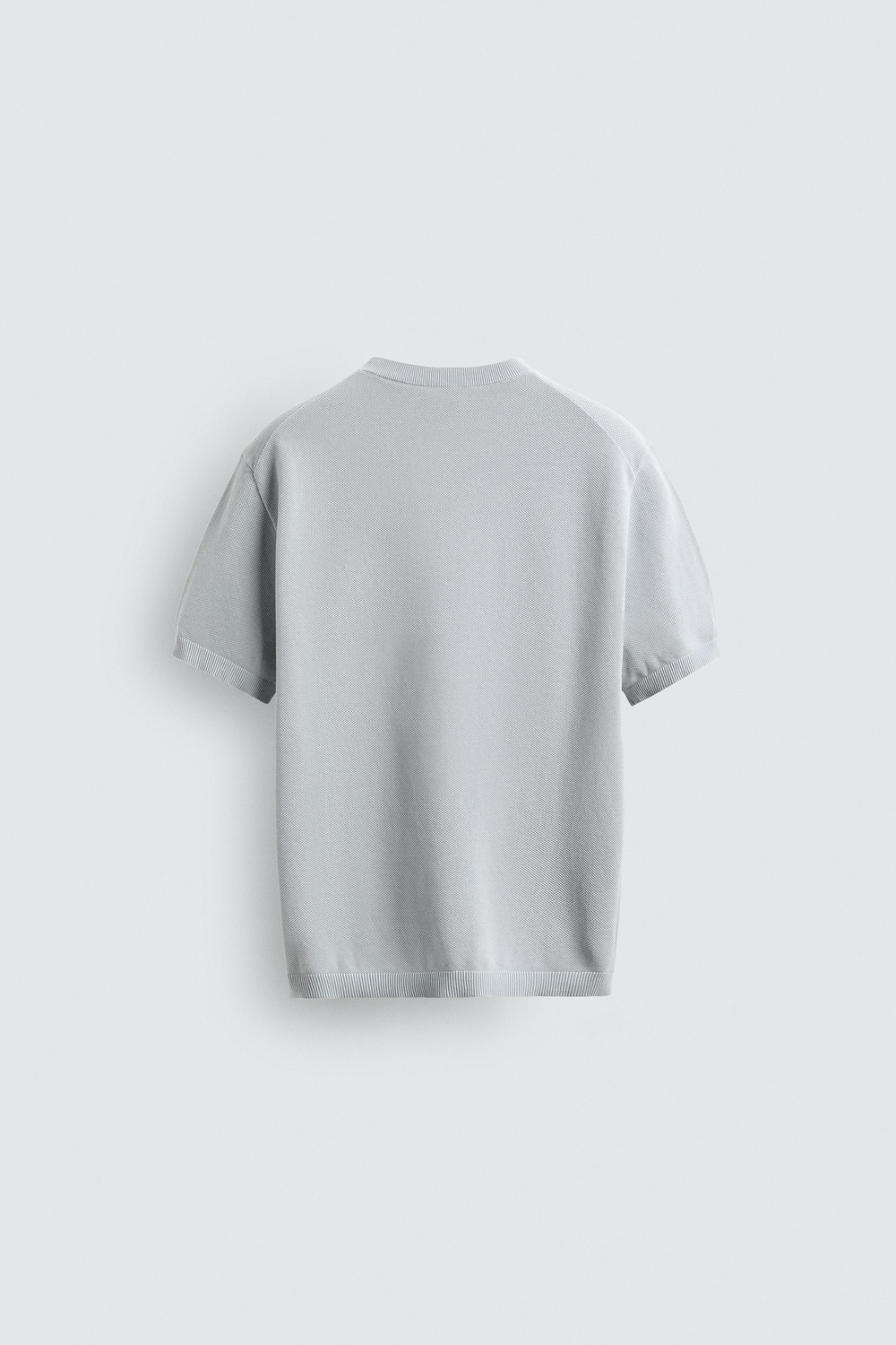 ZARA ФУТБОЛКА RELAXED FIT ИЗ ТРИКОТАЖА, СЕРО-СИНИЙ