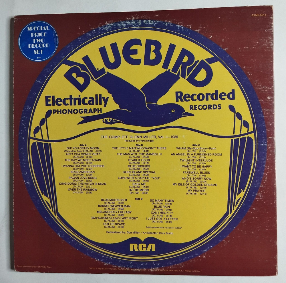Винтажная виниловая пластинка LP Glenn Miller And His Orchestra The Complete 1939 Vol. II (USA 1976)