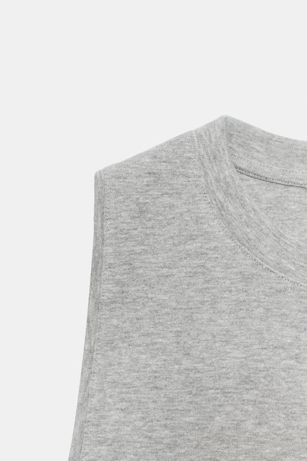 ZARA ТОП БЕЗ РУКАВОВ С ДЕКОРАТИВНОЙ СТРОЧКОЙ, СЕРЫЙ МЕЛАНЖ