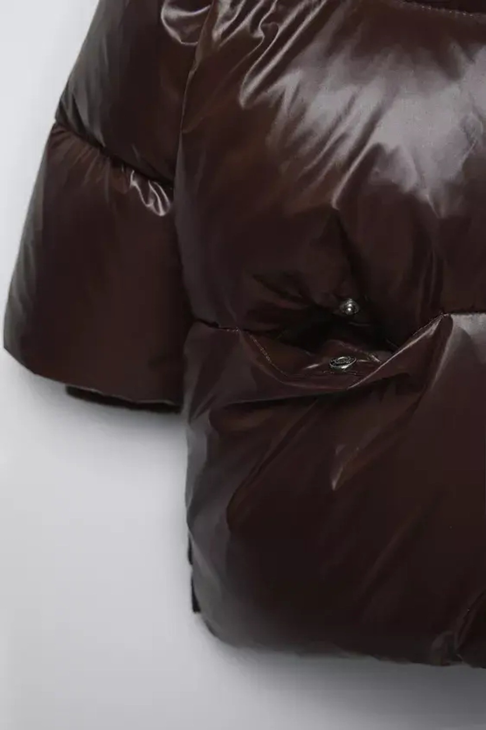 ZARA ПУХОВИК С НАПОЛНИТЕЛЕМ ИЗ ПЕРА И ПУХА WATER REPELLENT, ТЕМНО-КОРИЧНЕВЫЙ