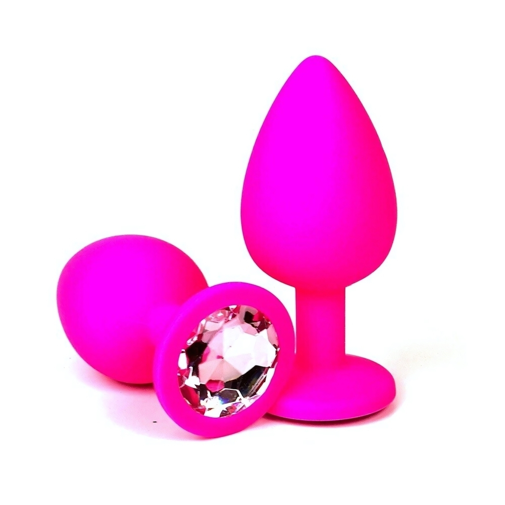 Анальная втулка фуксия с кристаллом Small розовый 7 см