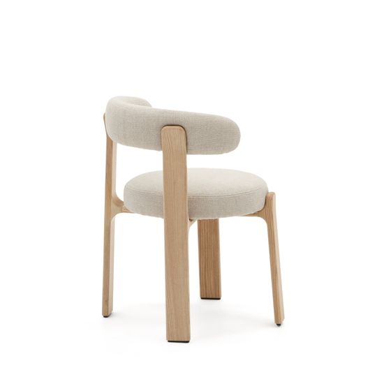 Granite Стул на 4 ножках из бежевого шенилла и массива ясеня в натуральной отделке Испания La Forma