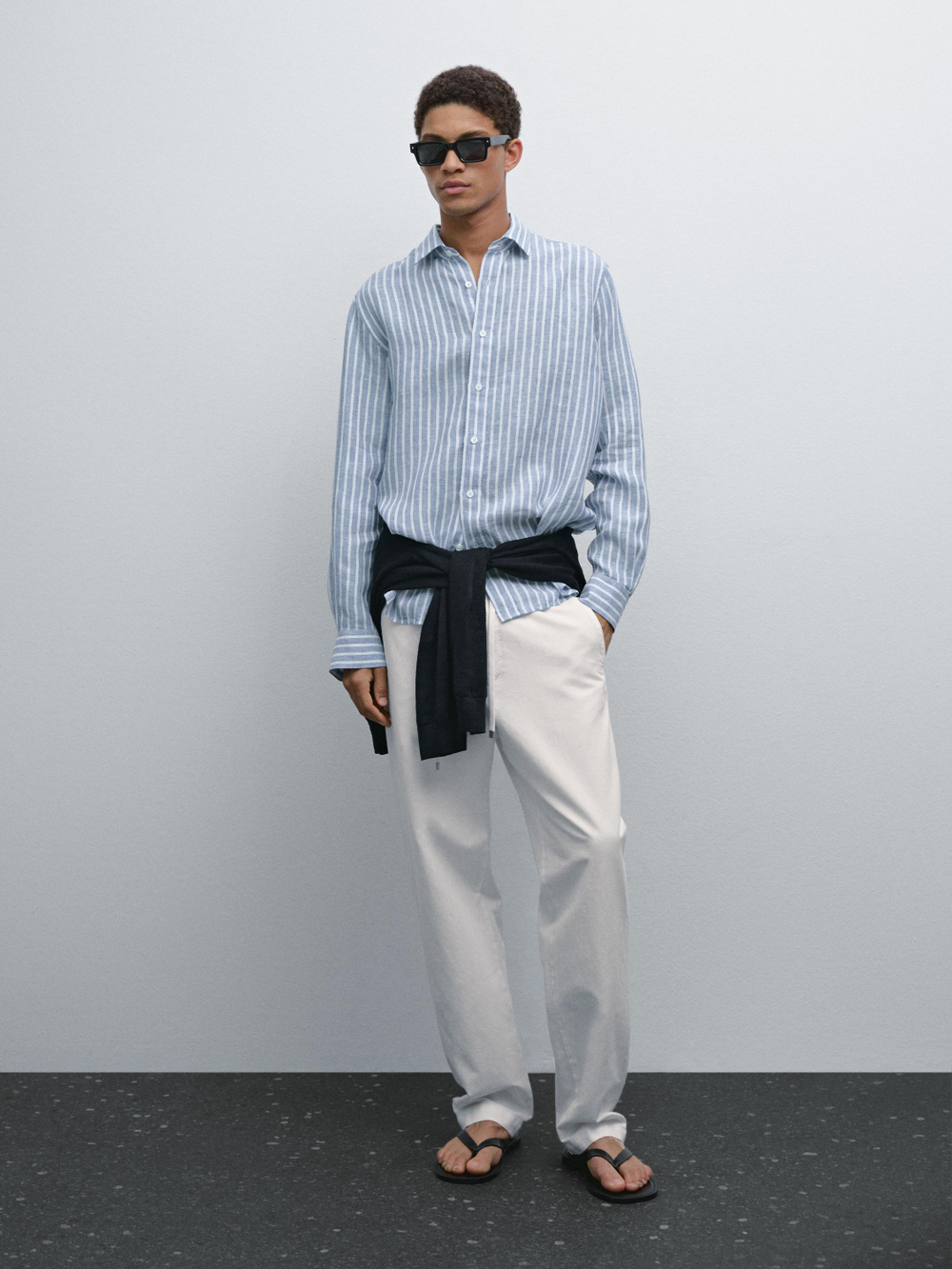 Massimo Dutti Полосатая рубашка стандартного кроя, небесно-голубой