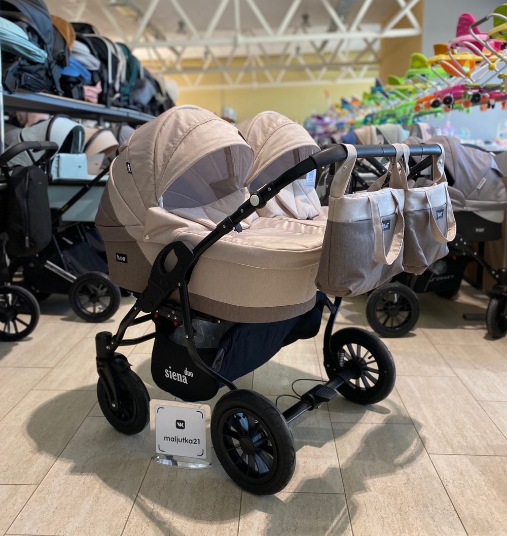 Коляска SIENA DUO (BartPlast) 02 коричневый-бежевый