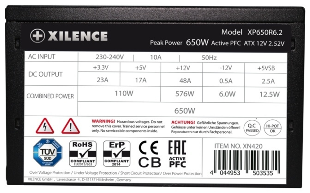 Блок питания Xilence XP650R6.2 650 Вт