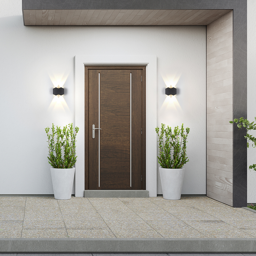 Уличный светодиодный настенный светильник 1х4Вт, 312лм, 3000К, IP54, алюминий, чёрный