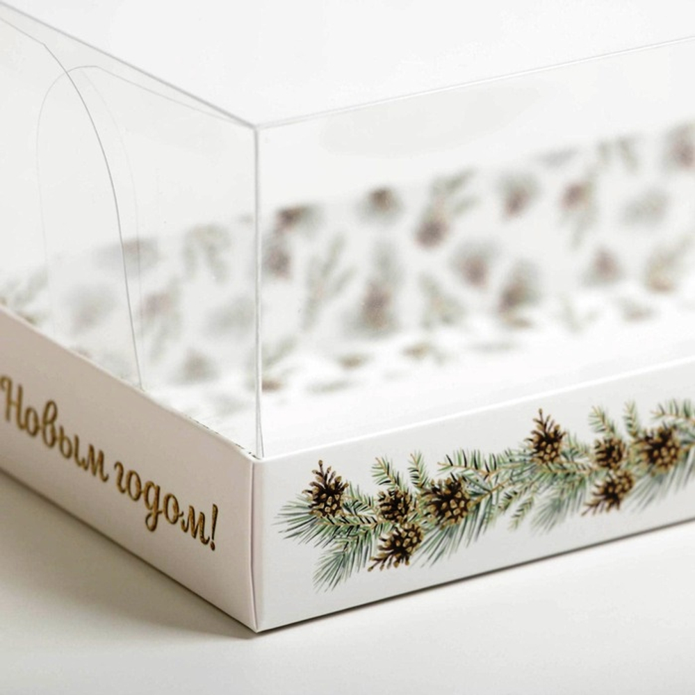 Коробка новогодняя для десертов Snow, 26×8×9.5 см