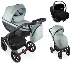 Детская коляска Bexa Ideal Eco 3 в 1 с автокреслом Avionaut Cosmo IE04 черный+шалфей кожа