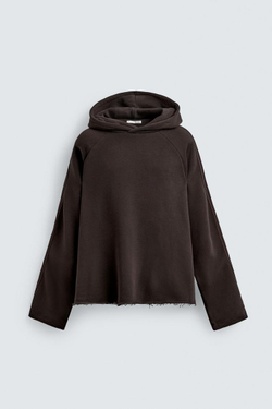 ZARA ТОЛСТОВКА С КОНТРАСТНЫМИ ПОЛОСАМИ, ШОКОЛАДНЫЙ