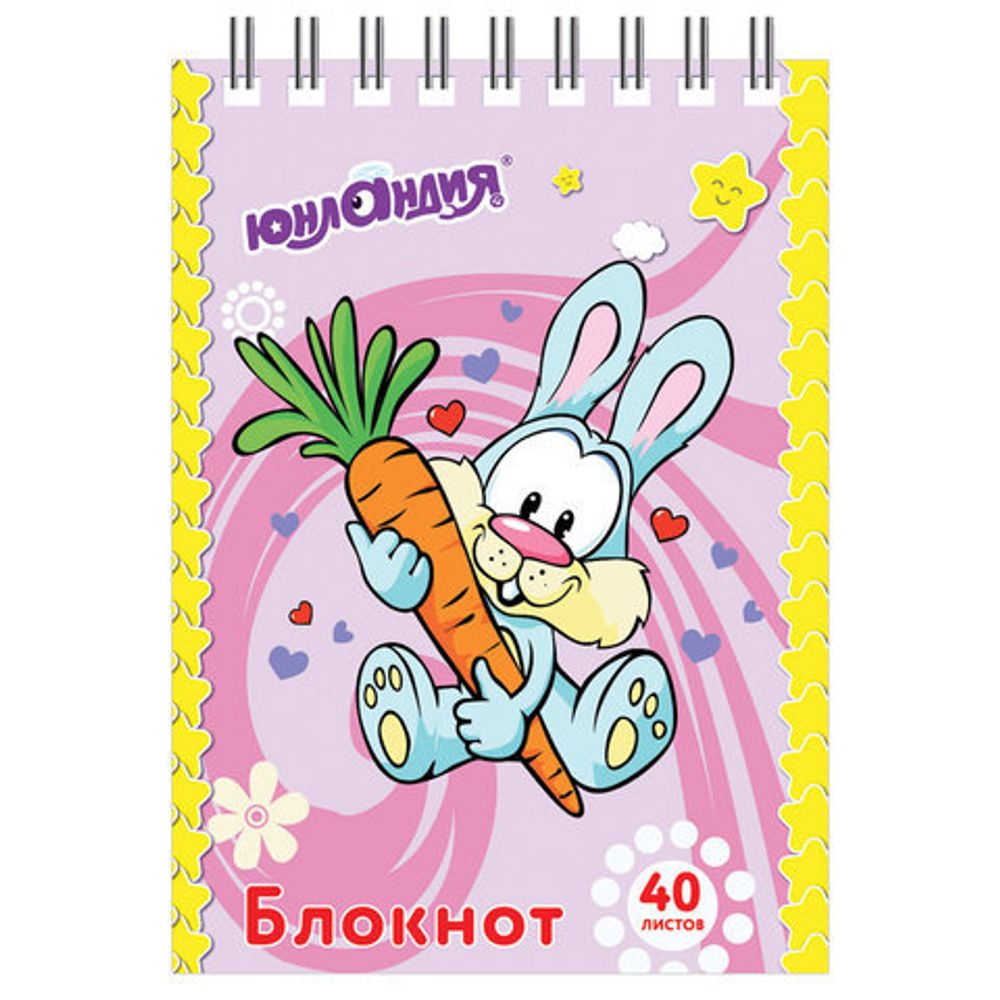 Блокнот МАЛЫЙ ФОРМАТ (75х105 мм) А7, 40 л., гребень, картон, клетка, ЮНЛАНДИЯ, "МУЛЬТЯШКИ", 129860