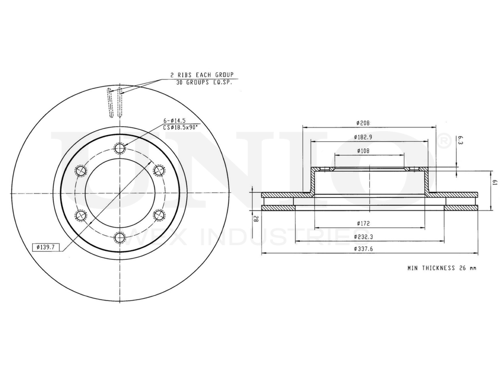 Диск тормозной передний UNIO BRD-20233