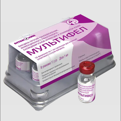 Вакцина МУЛЬТИФЕЛ против панлейкопении, инфекционного ринотрахеита, калицивирусной инфекции и хламид