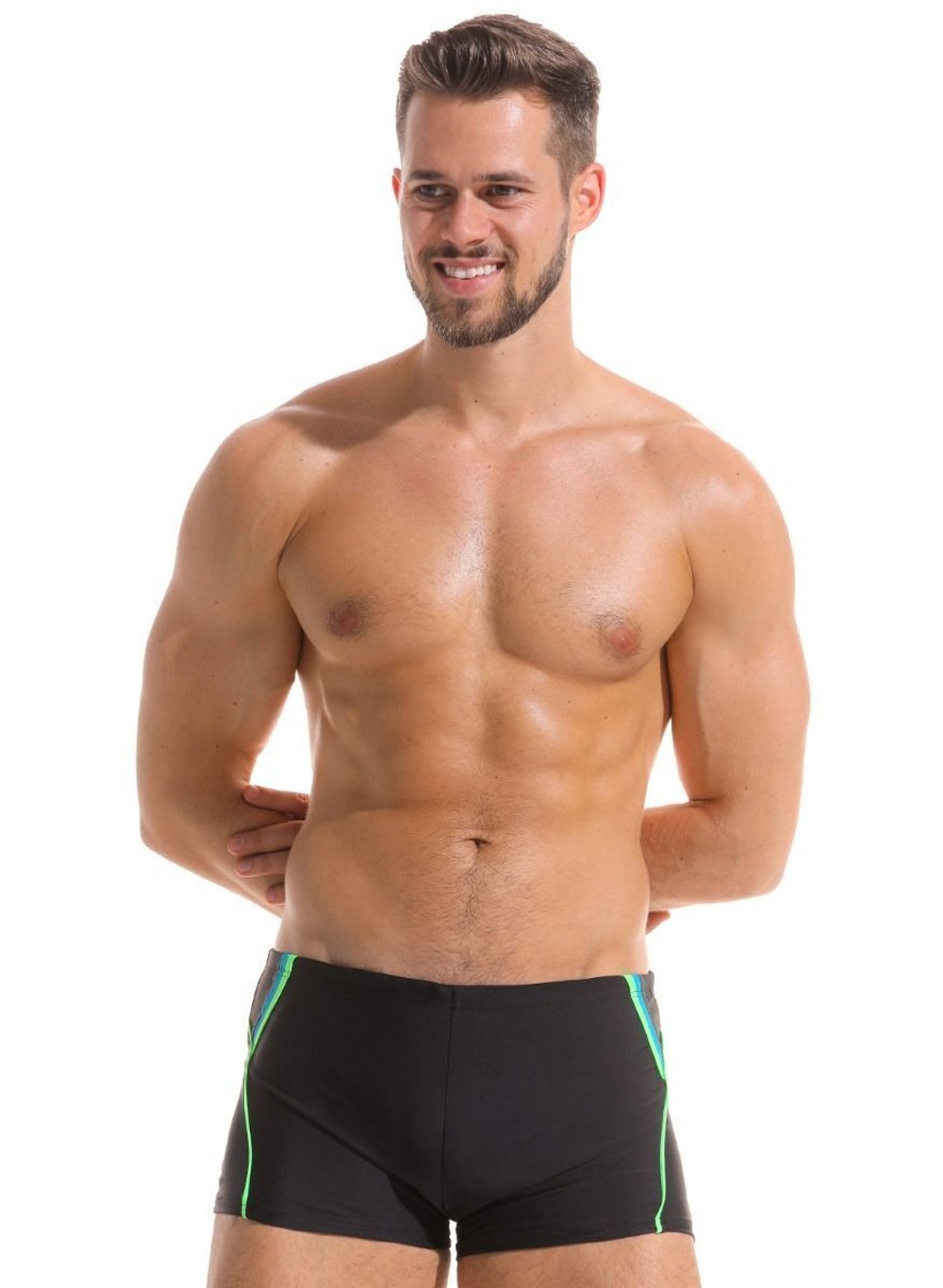 Плавки с цветными вставками по бокам (Размер: M) (Цвет: зеленый)