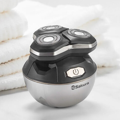 Бритва электрическая SA-5434BS дорожная, 3 головки триммер, влажное бритье, USB