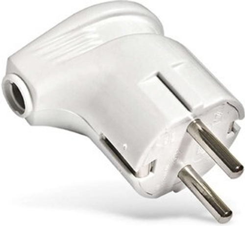 Вилка электрическая угловая 16А 250В с заземл. белая