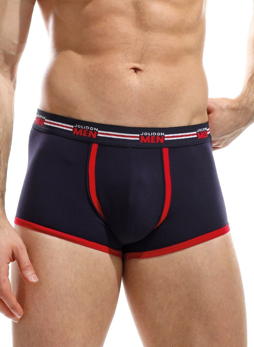 Мужские трусы-боксеры с логотипом Jolidon Men и контрастной тесьмой (Размер: M) (Цвет: темно-синий)