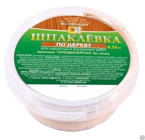 Шпатлевка по дереву КОЛЛЕКЦИЯ белая  0,25кг  (И)