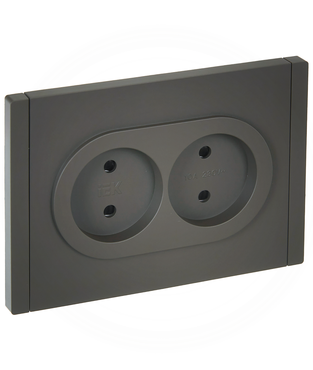 FORTE&PIANO Розетка 2-местная без заземления с защитными шторками безвинтовое крепление 10А FP325 серый IEK