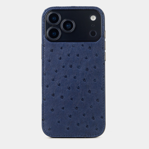 Чехол-накладка для iPhone 17 Pro Max - кожа страуса, синий