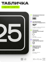 Таблички с номером помещения "Помещение №25", номер на дверь, 30 х 10 см, серия COSMO 3010, черная, Айдентика Технолоджи