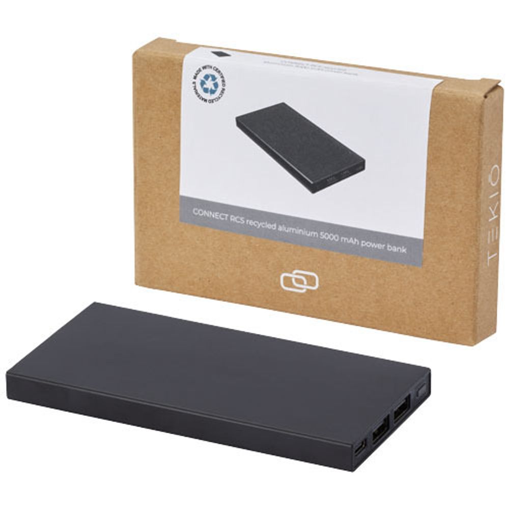 Портативное зарядное устройство Connect из переработанного алюминия, сертифицированного по стандарту, емкостью 5000 мА·ч