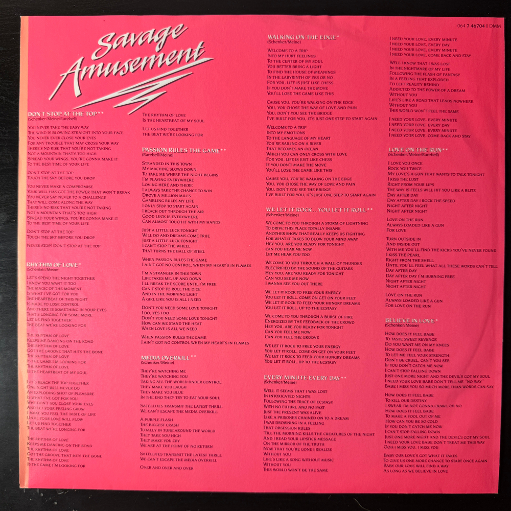 Scorpions - Savage Amusement (Европа 1988г.)