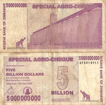 5 000 000 000 долларов 2008 Зимбабве