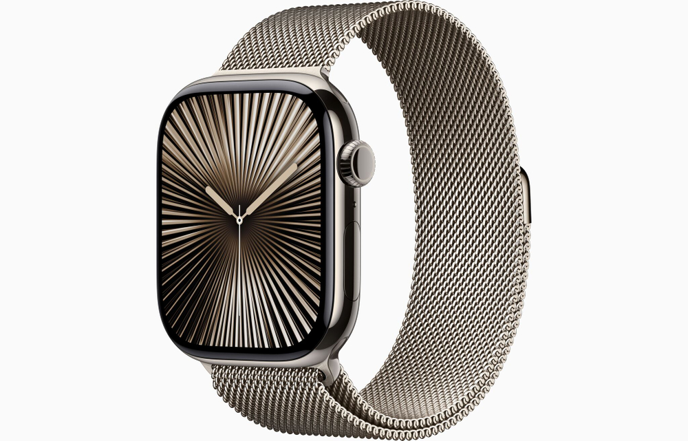 Apple Watch Series 10, 46 мм, титан цвета «Натуральный титан», миланский сетчатый браслет