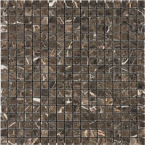 7M056-15P Мозаика из натурального мрамора Natural Adriatica коричневый темный квадрат глянцевый