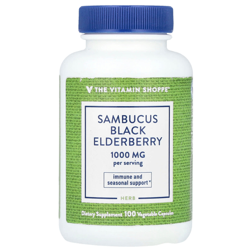 The Vitamin Shoppe, черная бузина, 100 вегетарианских капсул (500 мг в 1 капсуле)